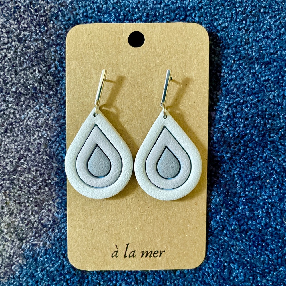 Tri-Colour Blue Polymer Earrings NWT